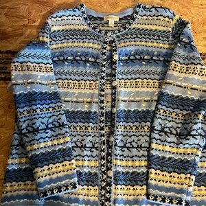 Appleseed- button up cardigan in multi blue colors